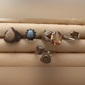 Ring Lot. Citrine, Aurora Borealis, Smokey Quartz